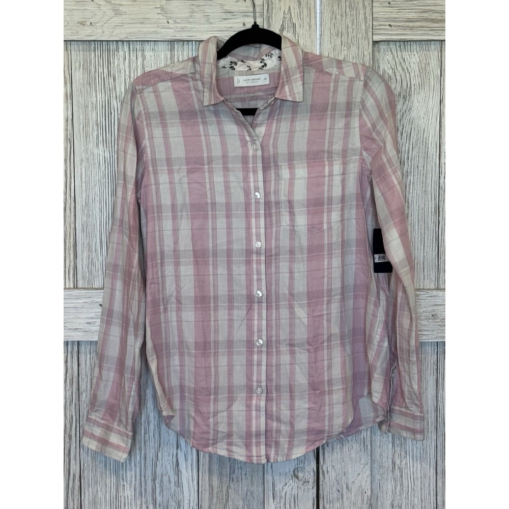 Lucky Brand Long Sleeve Pink Button Down Collared Shirt Women's Size XS